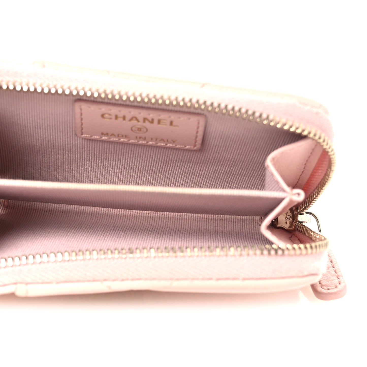 Lambskin Quilted Chanel 19 Vertical Zip Card Holder Wallet Light Pink