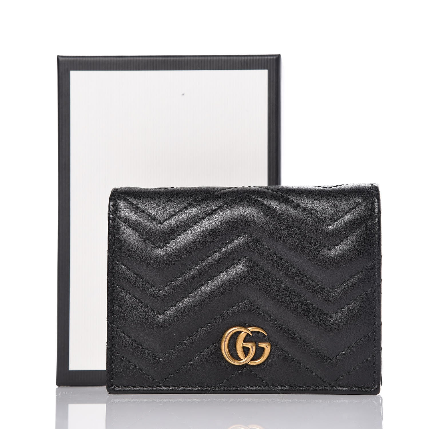 Gucci Calfskin Matelasse GG Marmont Card Case Wallet Black 10 of 10