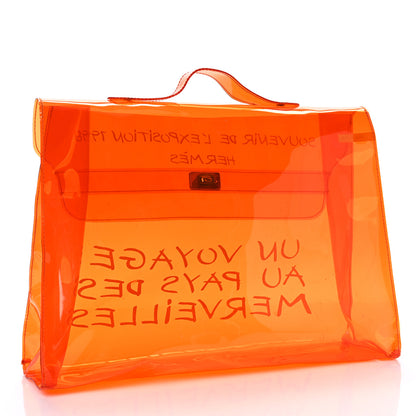 Hermes Vinyl Souvenir De L'Exposition Kelly Orange 3 of 14