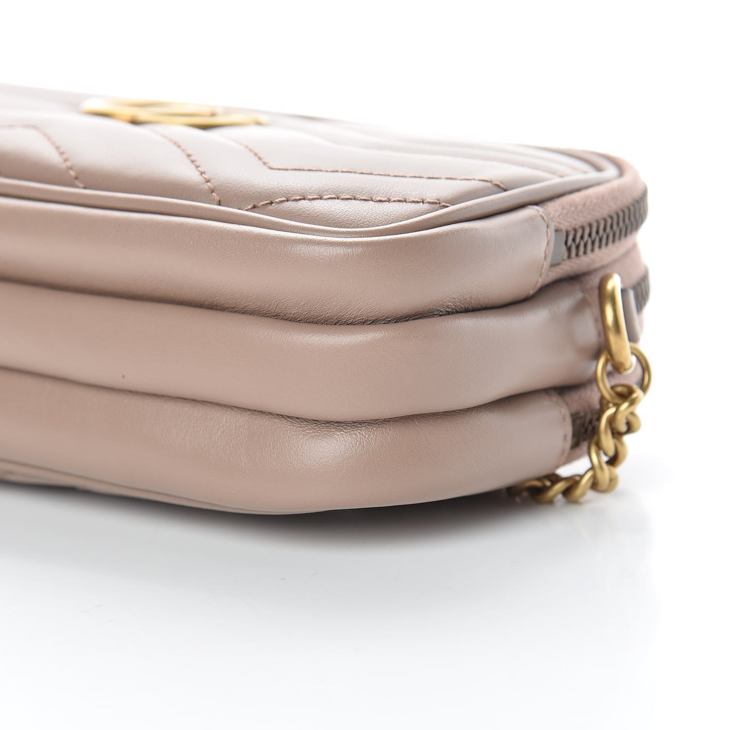 Calfskin Matelasse Mini GG Marmont Chain Crossbody Bag Porcelain Rose