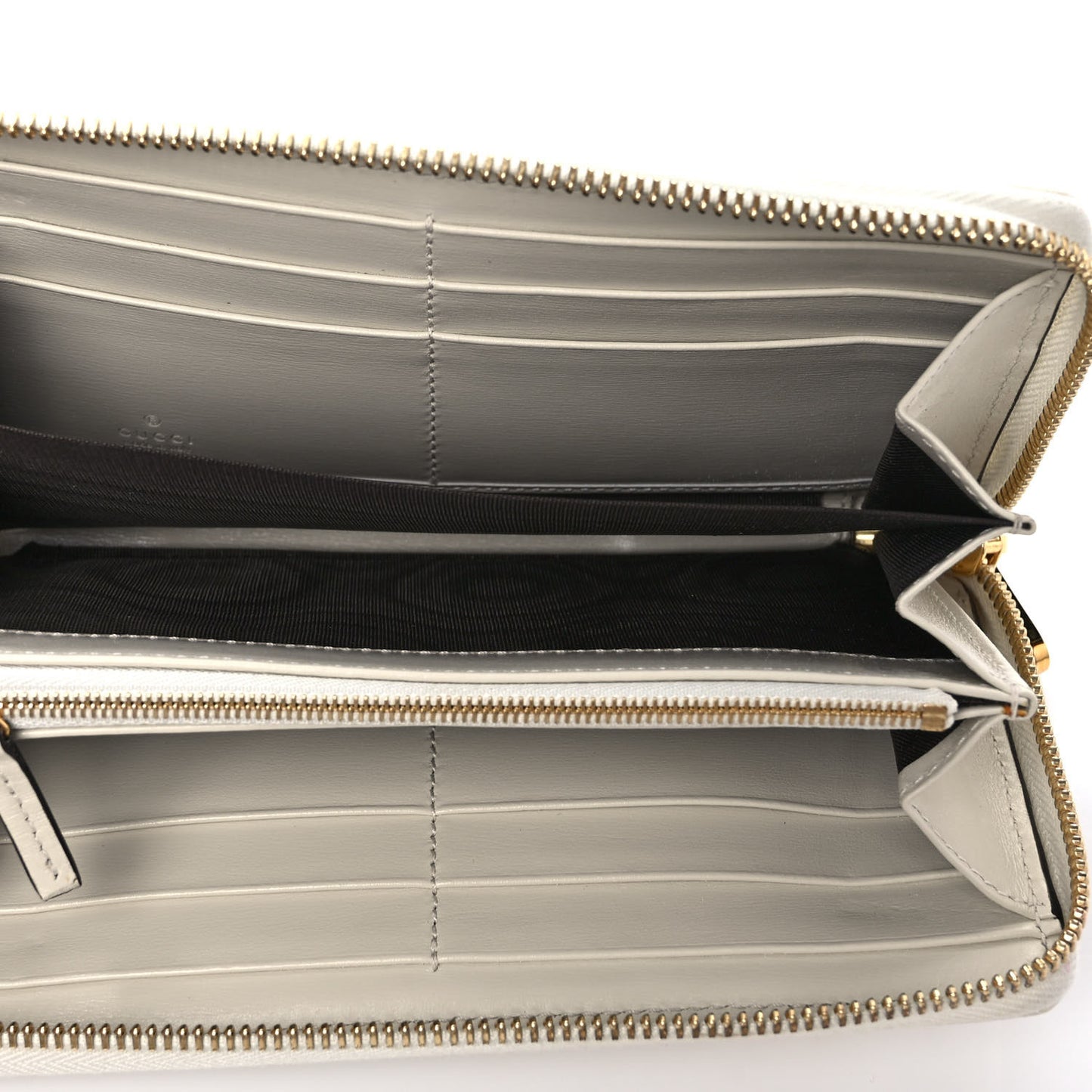 Boarded Plutone Calfskin Horsebit 1955 Zip Around Wallet Mystic White