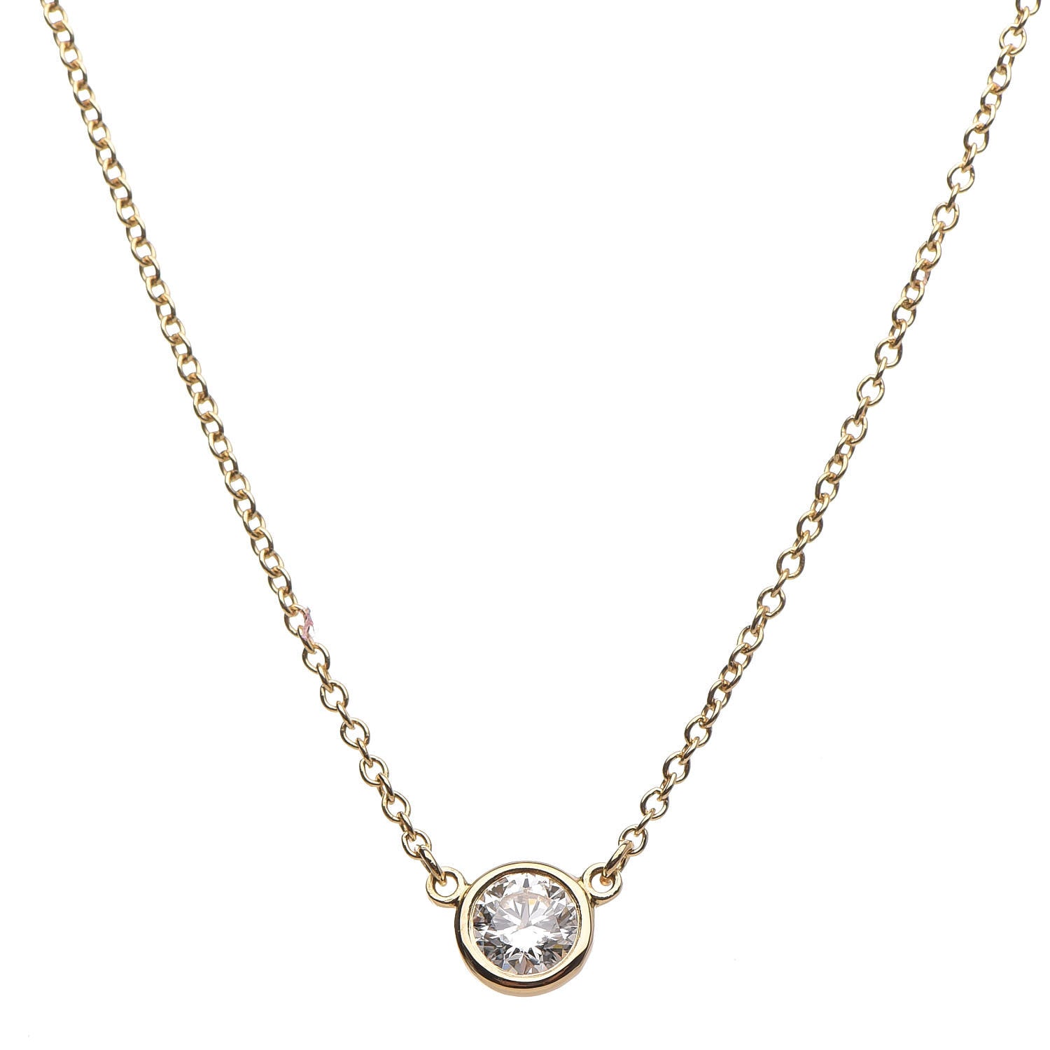 Tiffany 18K Yellow Gold Diamond .28ct Elsa Peretti Diamonds by the Yard Pendant Necklace 4 of 7