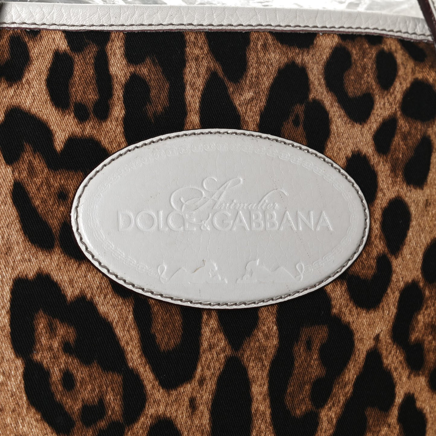 Canvas Leopard Print Medium Tote White