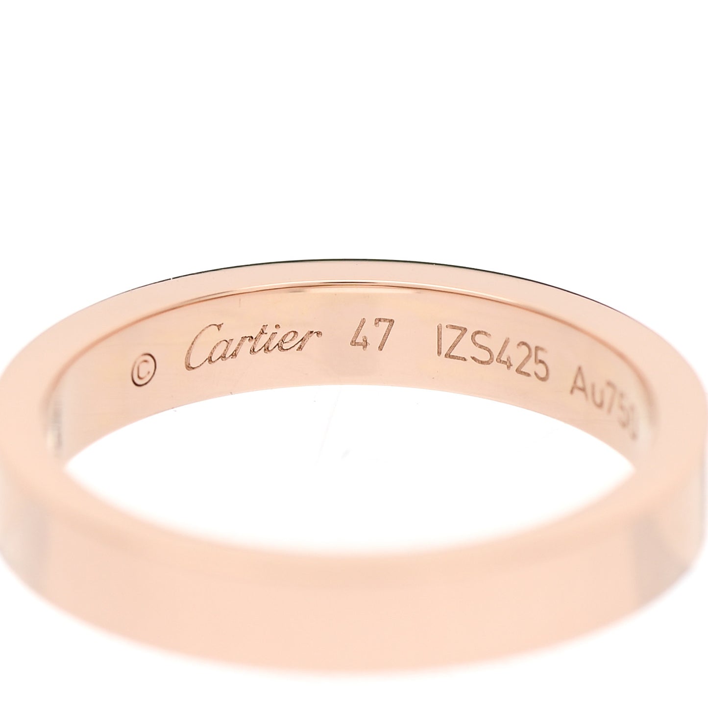 18K Pink Gold Diamond 3mm C De Cartier Wedding Band Ring 47 4
