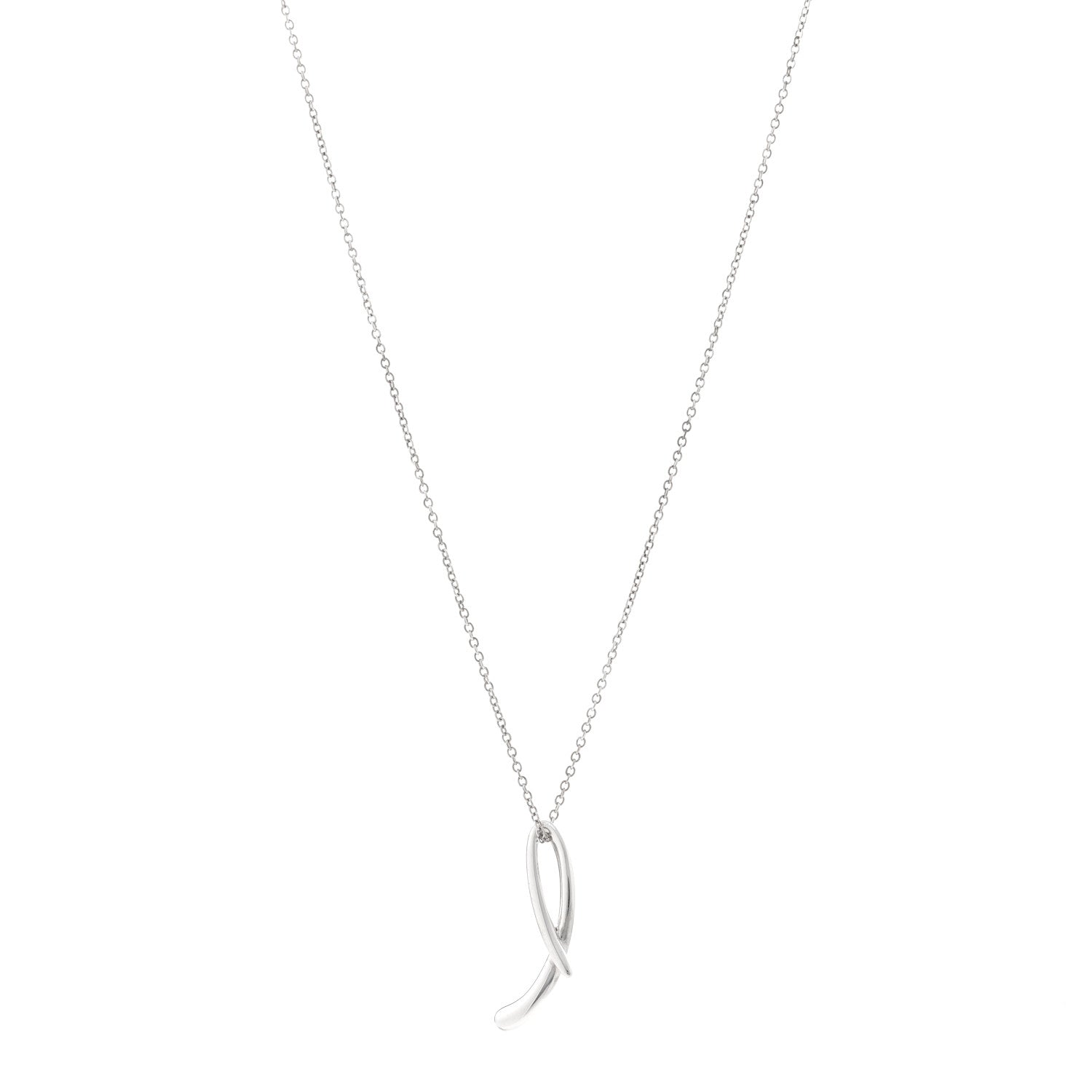 Tiffany Sterling Silver Elsa Peretti Letter L Pendant Necklace 1 of 4
