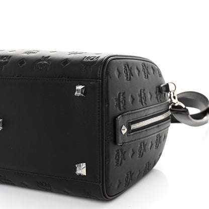 MCM Calfskin Ottomar Monogram Medium Essential Boston Bag Black 9 of 9