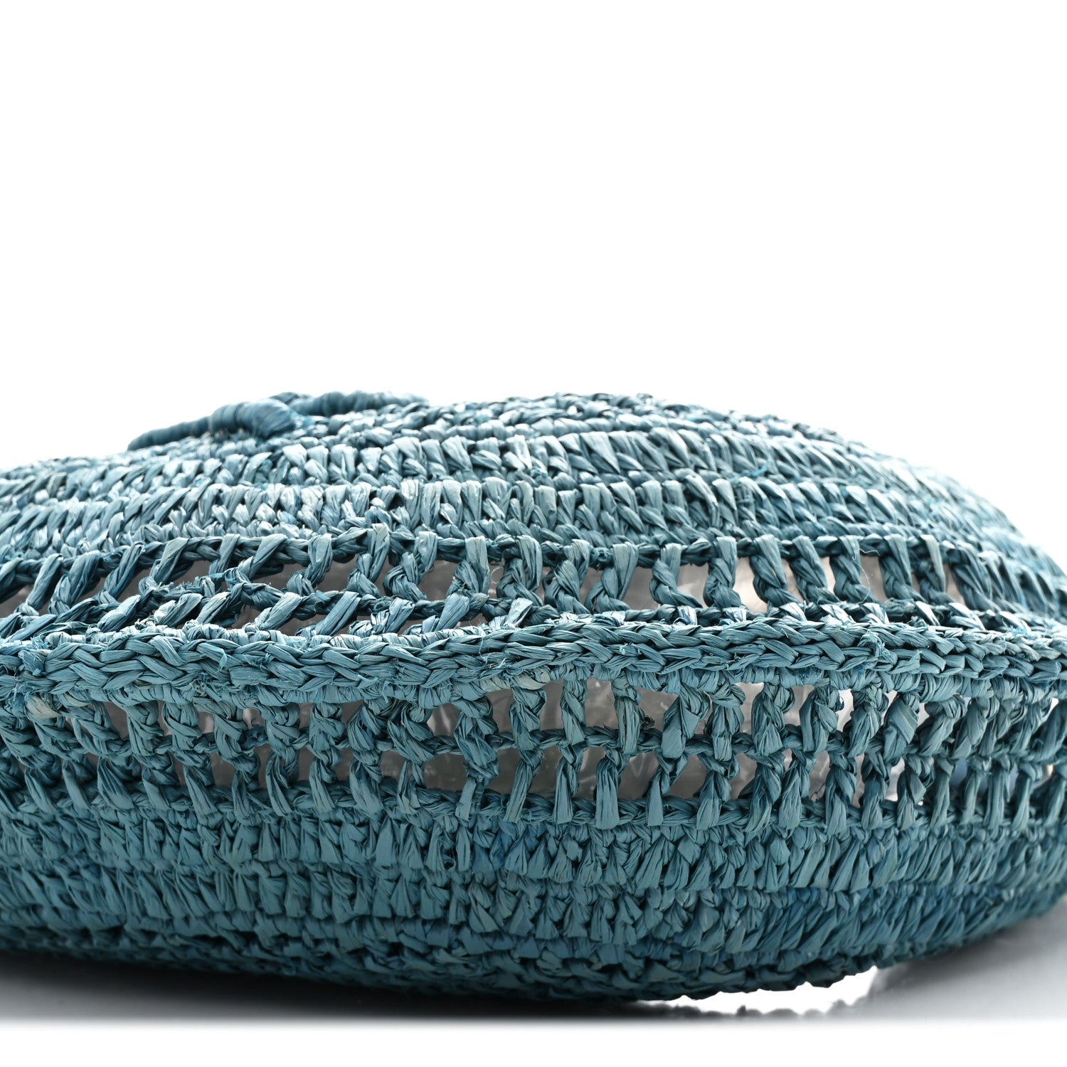 Chloe Raffia Calfskin Summer Banana Hobo Stormy Sea 10 of 10