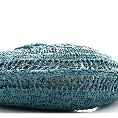 Chloe Raffia Calfskin Summer Banana Hobo Stormy Sea 10 of 10