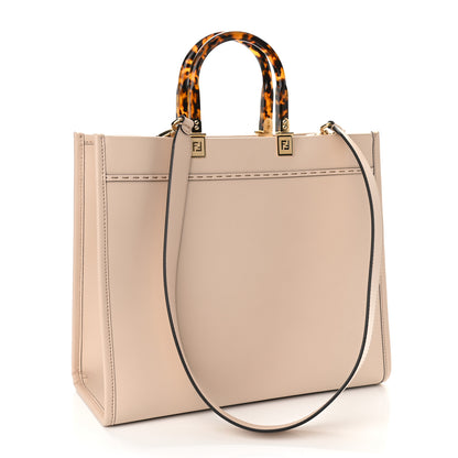 Fendi Vitello King Plexiglass Logo Embossed Medium Fendi Sunshine Shopper Tote Poudre 3 of 9