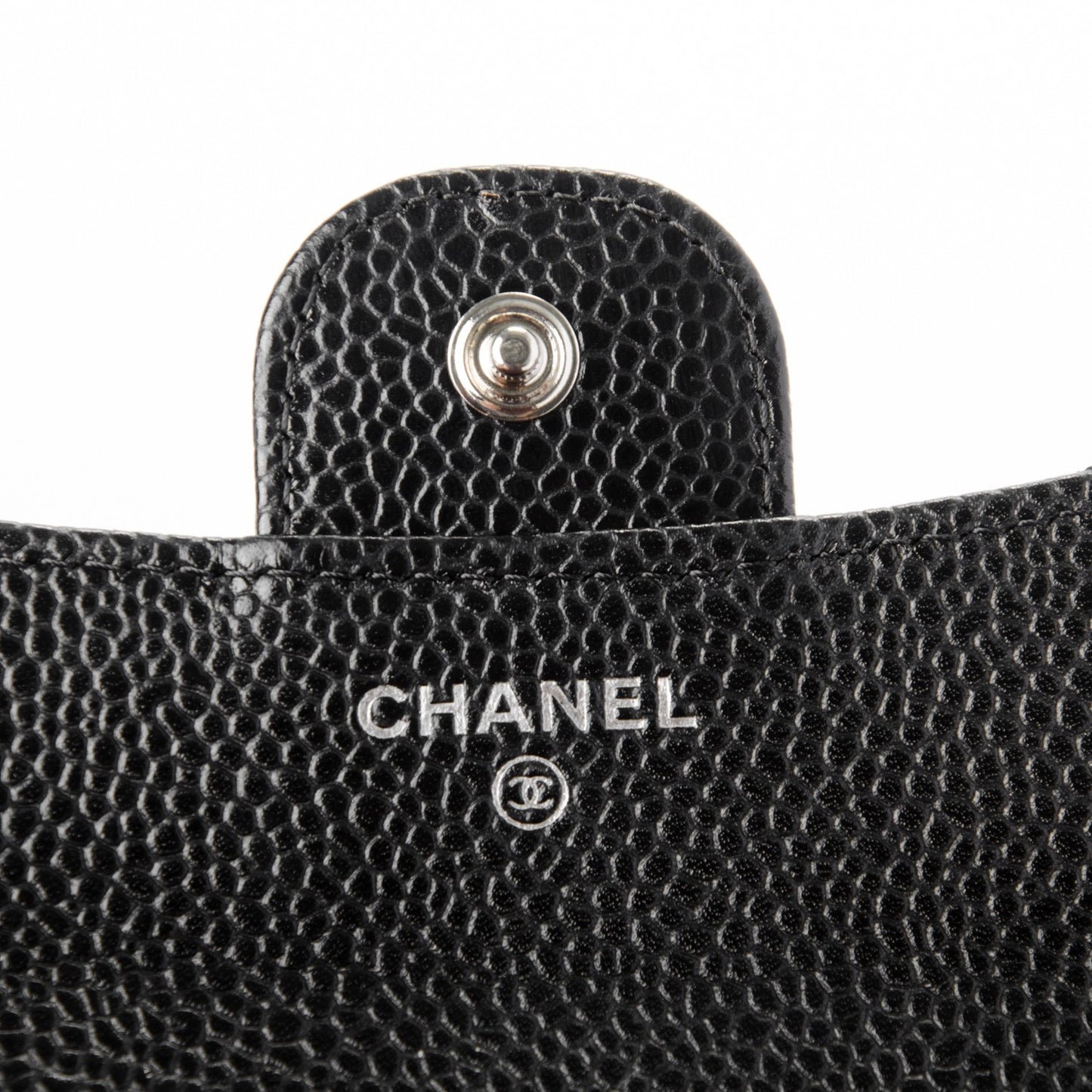 Caviar Quilted Compact Flap Wallet Black