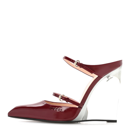 Gucci Regent Calfskin Wedge Mules 39 Rosso Ancora 1 of 9