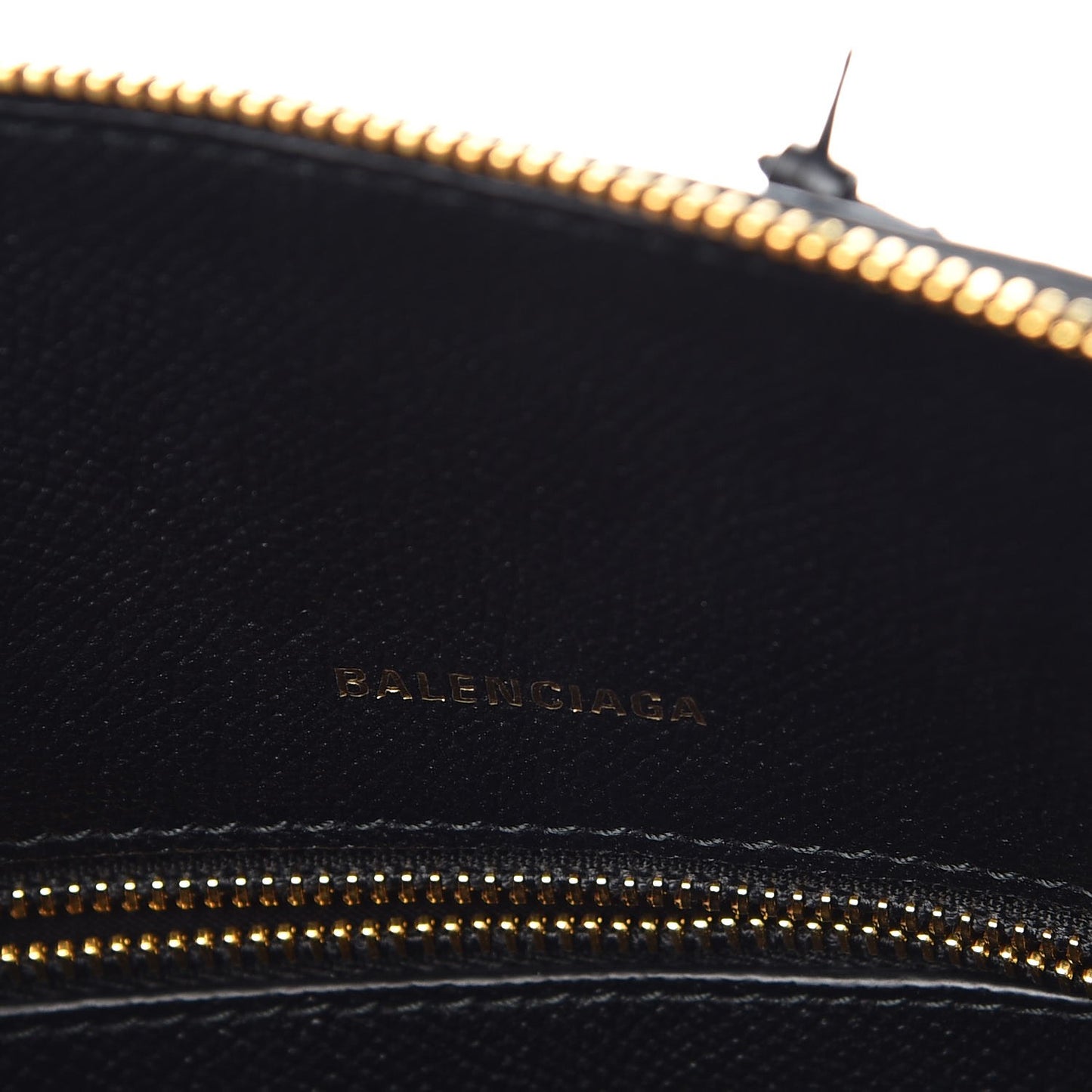 Signature Grained Calfskin Logo S Ville Top Handle Bag Black
