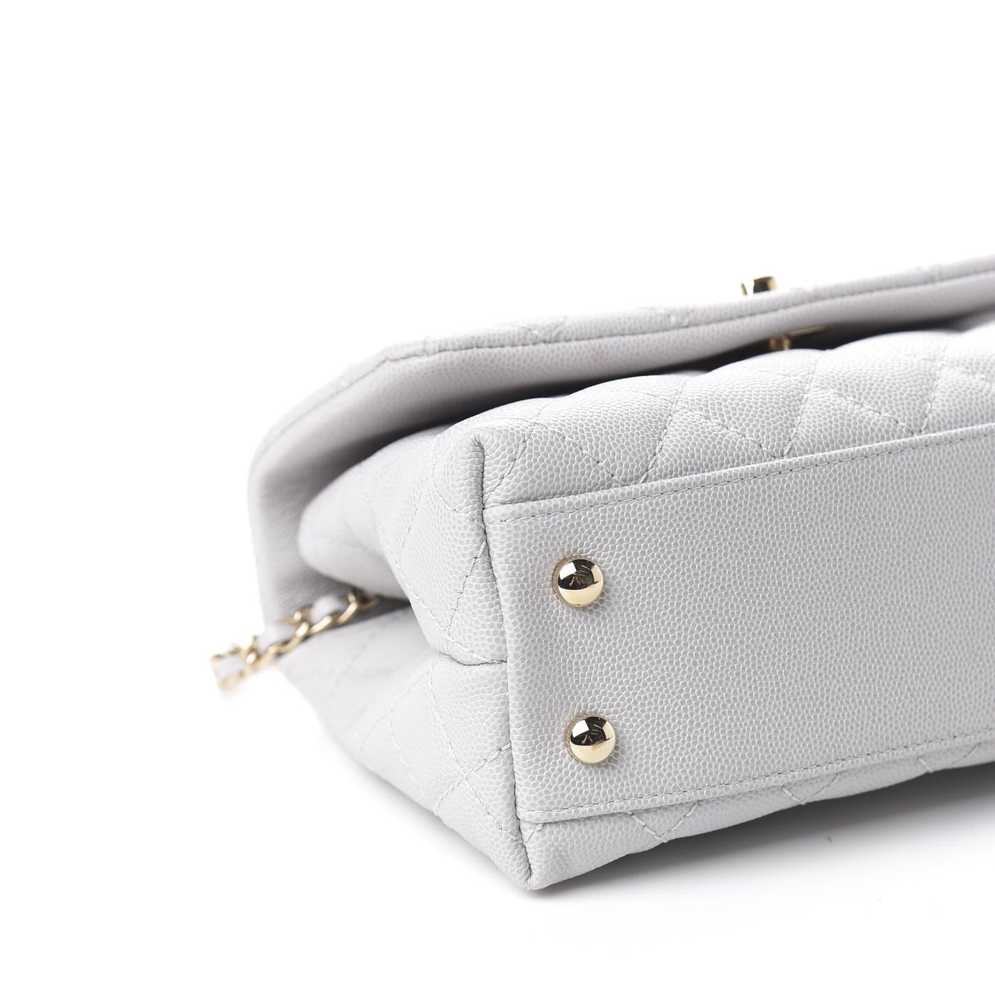 Caviar Quilted Mini Coco Handle Flap Light Grey