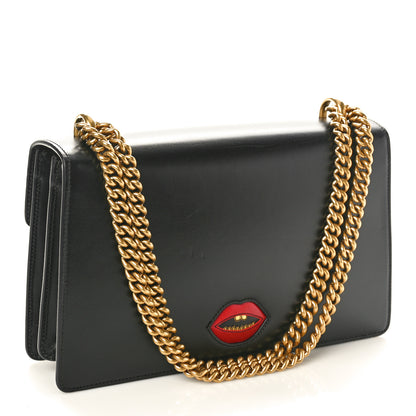 Gucci Knight Calfskin Malaga Kid Heart Medium GG Marmont Chain Handle Bag Black Hibiscus Red Multicolor 3 of 10