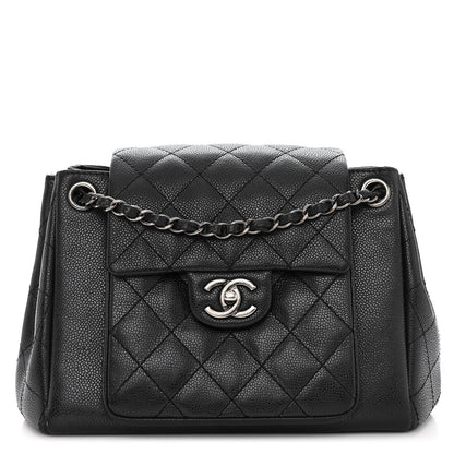 Chanel Caviar Quilted CC Accordion Shopping Bag Black 1 of 12
