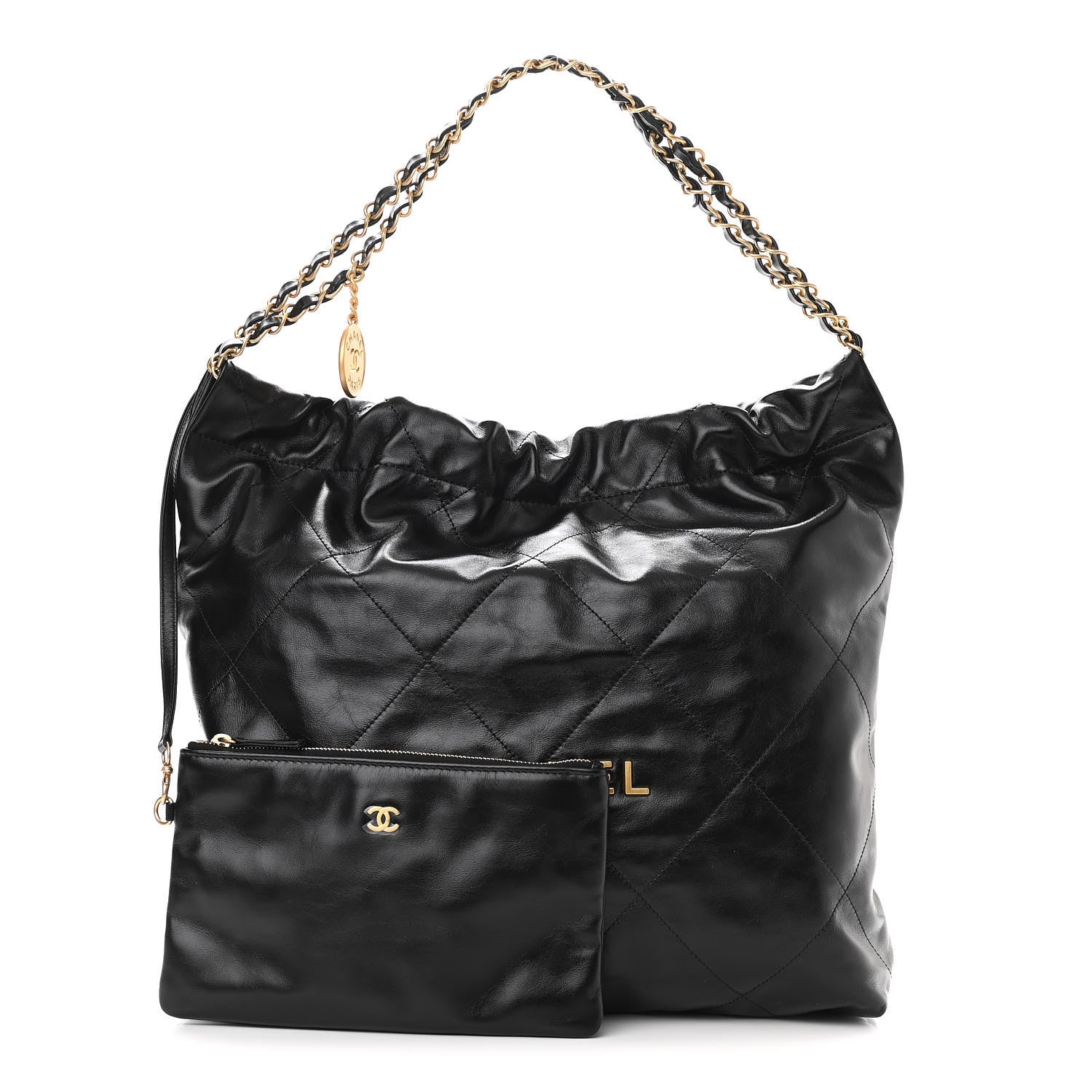 Chanel Shiny Calfskin Quilted Chanel 22 Black 2 of 11