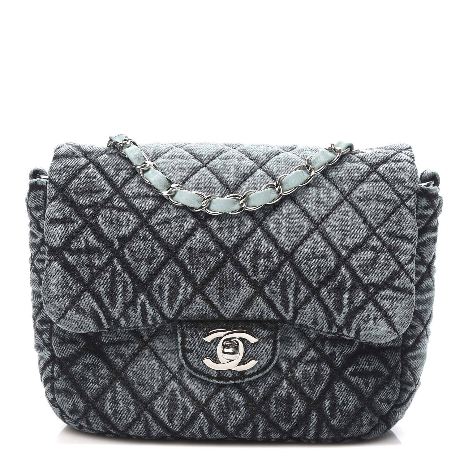 Chanel Washed Denim Quilted Small Denimpression Flap Blue Black 1 of 11