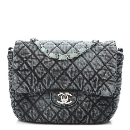 Chanel Washed Denim Quilted Small Denimpression Flap Blue Black 1 of 11