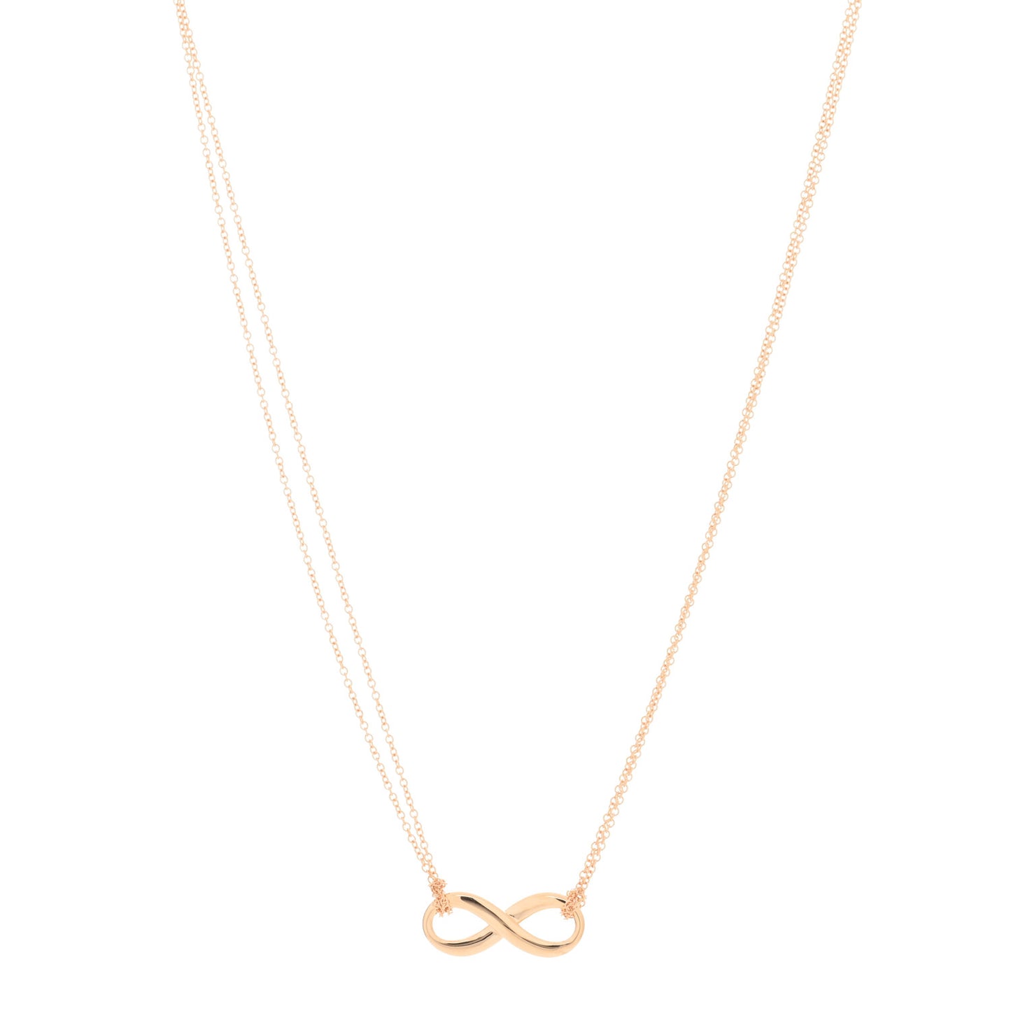 18K Rose Gold Infinity Double Chain Pendant Necklace