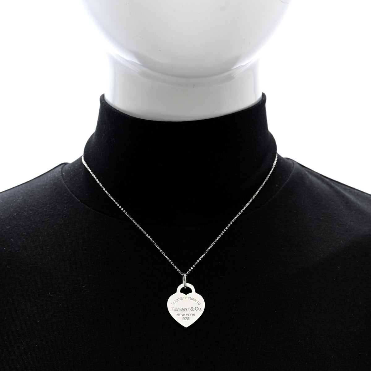 Tiffany Sterling Silver Enamel Medium Return To Tiffany Heart Pendant Necklace Blue 2 of 4