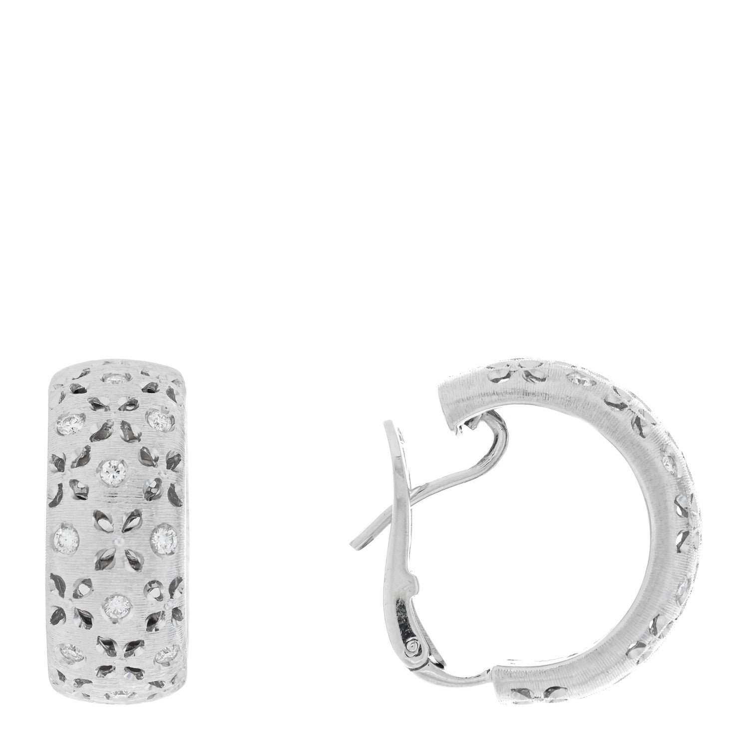Roberto Coin 18K White Gold Diamond Granada Hoop Earrings 1 of 4