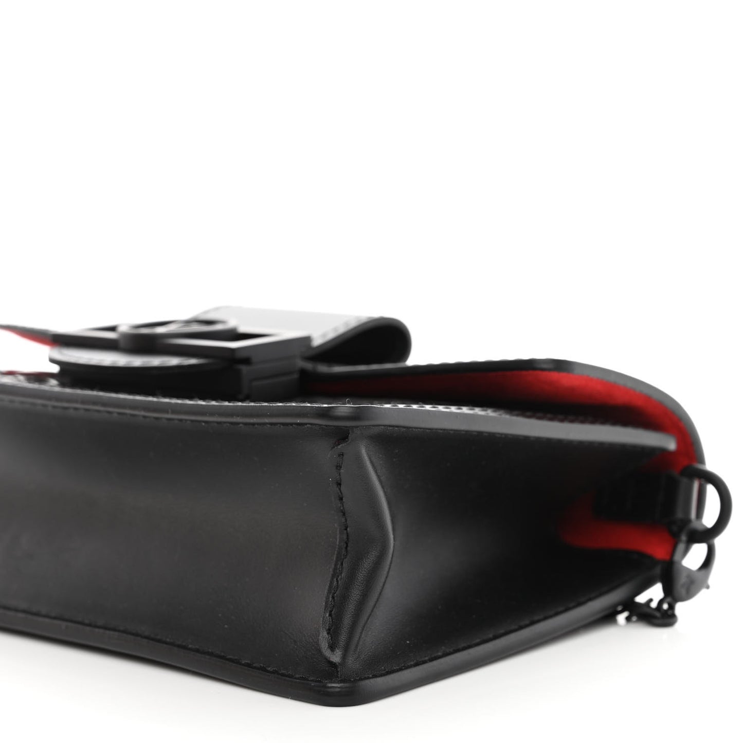 Patent Calfskin Laced Monogram Dauphine Chain Wallet Black