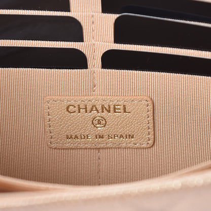 Chanel Iridescent Caviar Quilted Classic Pouch With Handle Beige 6 of 7