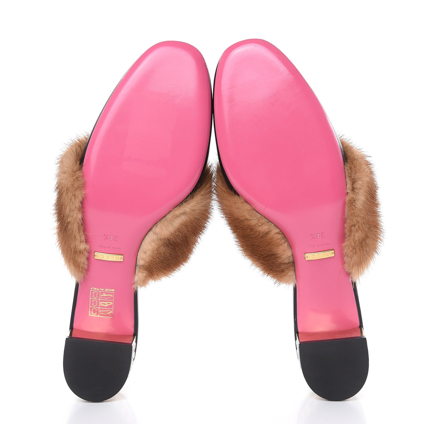 Mink Malaga Kid Crystal Candy Mules 38.5 Light Brown Black