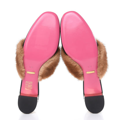 Gucci Mink Malaga Kid Crystal Candy Mules 38.5 Light Brown Black 5 of 8
