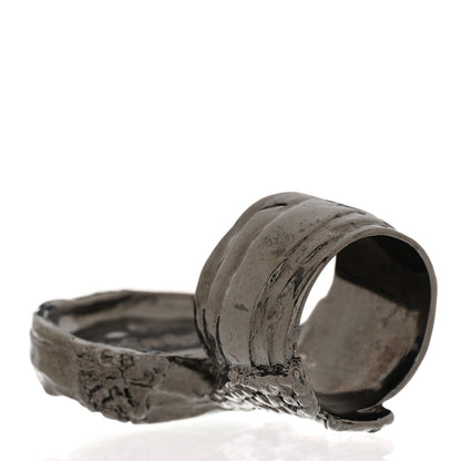 Saint Laurent Glass Cabochon Arty Ovale Ring 52 6 Gunmetal Jade 4 of 5
