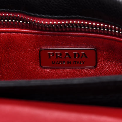 Prada Grained Calfskin Saffiano Robot Shoulder Bag Black Red 6 of 20