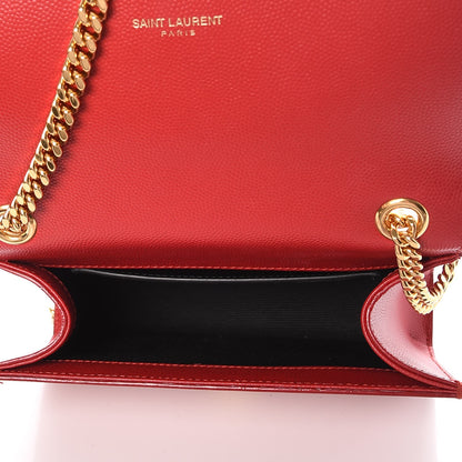Saint Laurent Grain De Poudre Small Monogram Kate Satchel Red 6 of 9