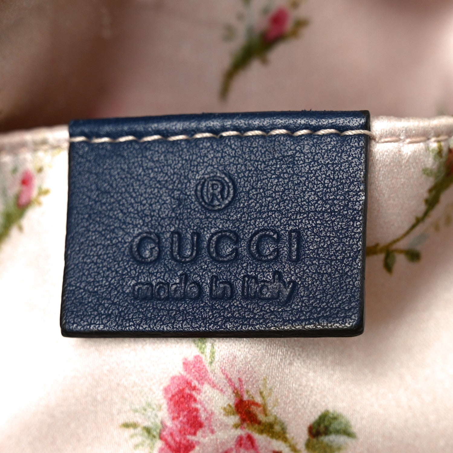 Gucci Denim Matelasse Embroidered Small GG Marmont Chain Shoulder Bag Blue 6 of 11