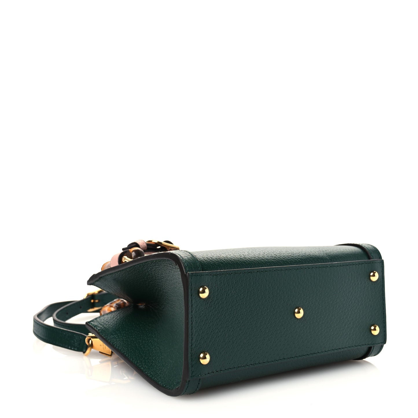 Textured Dollar Calfskin Mini Diana Tote Bag Vintage Green Pink