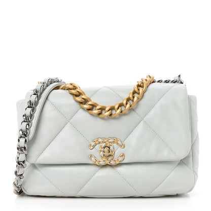 Chanel Lambskin Quilted Medium Chanel 19 Flap Light Blue 1 of 11