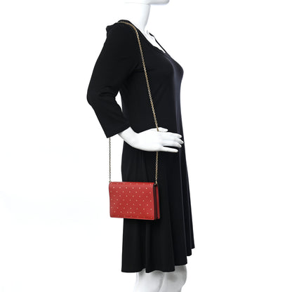 Christian Dior Calfskin Embossed Stars Wallet on Chain Rouge Gold 2 of 10