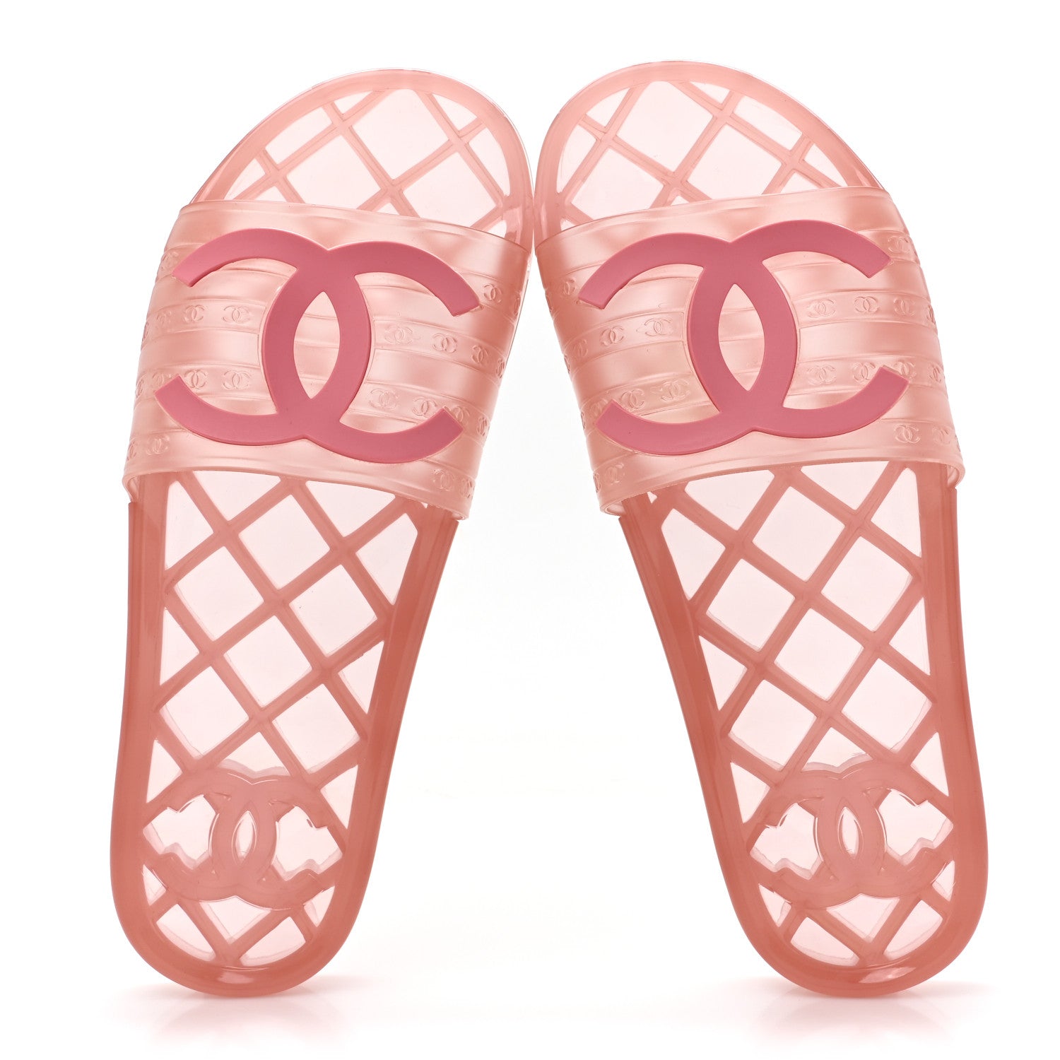 Chanel PVC Transparent CC Flat Slide Sandals 40 Pink 2 of 10