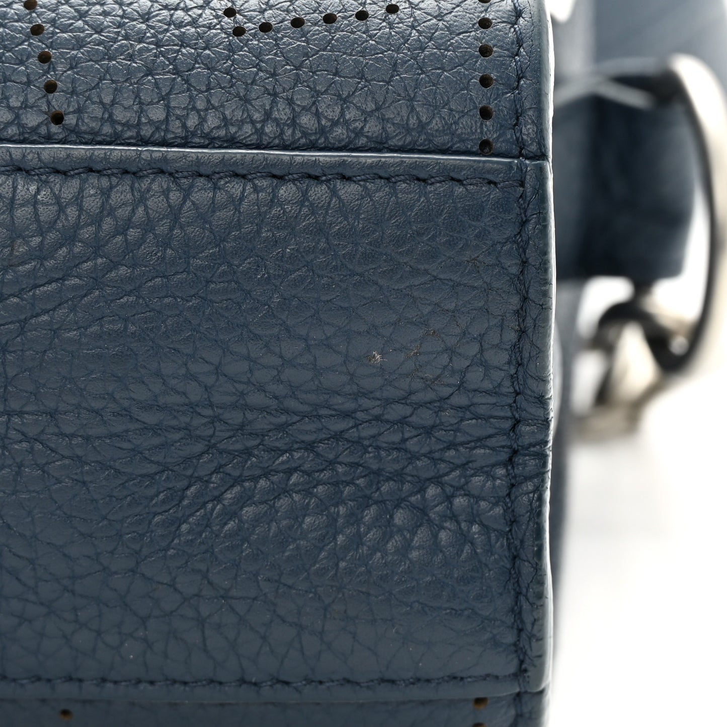 Veau Grana Perforated Blackout Hardware Nano City Bleu Profond