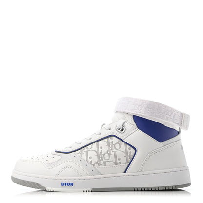 Christian Dior Smooth Calfskin Oblique Galaxy Perforated Mens B27 Mid Top Sneakers 43 White Blue 1 of 6
