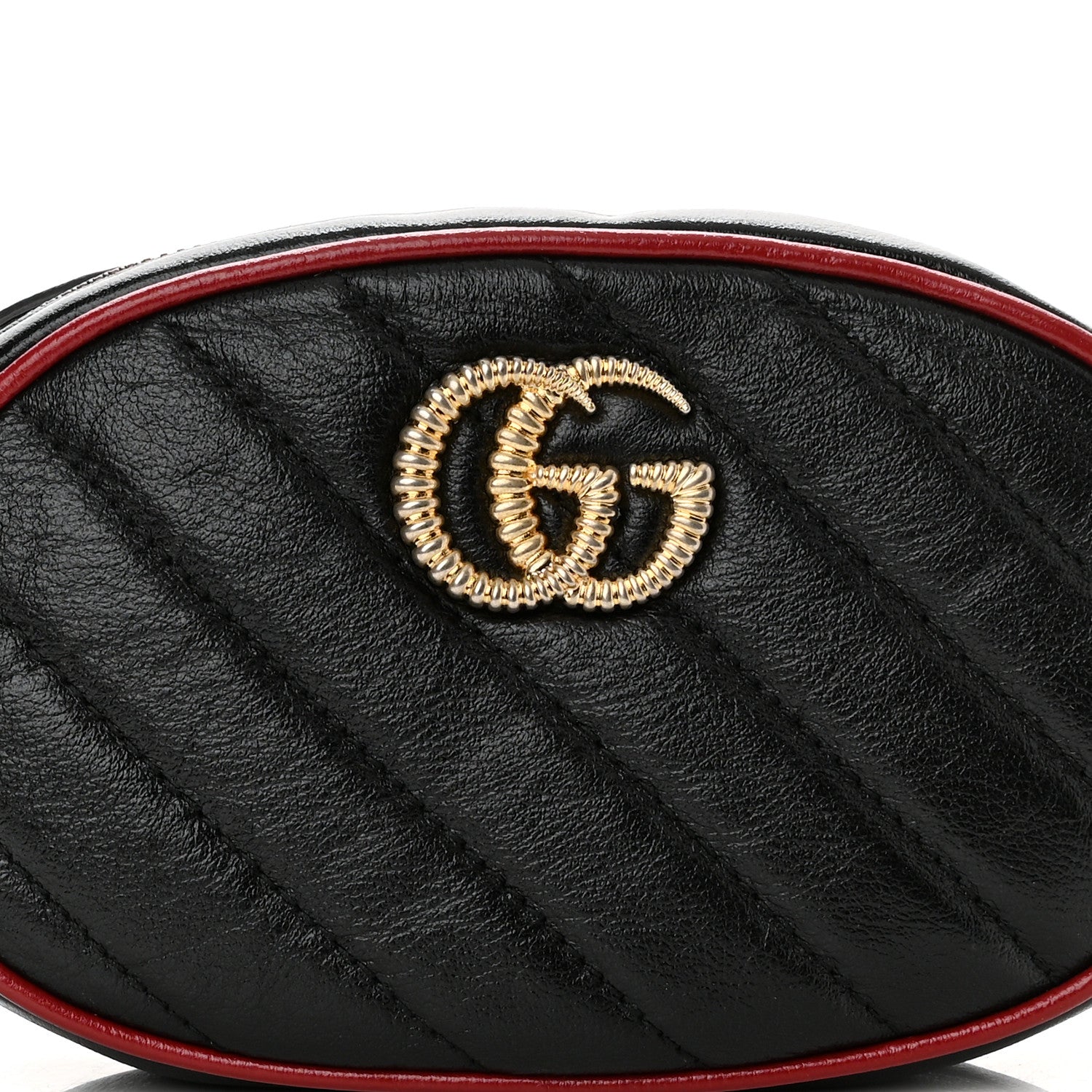Gucci Azalea Calfskin Matelasse Diagonal Torchon GG Marmont Belt Bag 95 38 Black Romantic Cerise 11 of 11