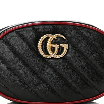 Gucci Azalea Calfskin Matelasse Diagonal Torchon GG Marmont Belt Bag 95 38 Black Romantic Cerise 11 of 11