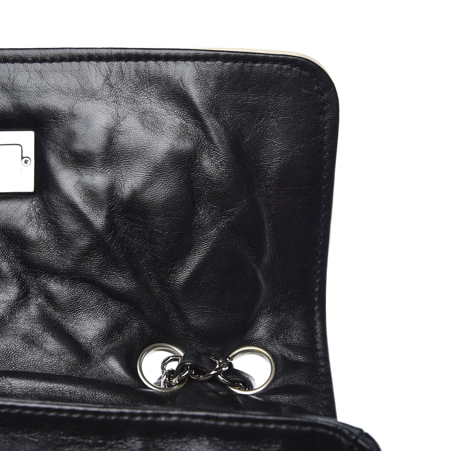 Lambskin East West Accordion Flap Black