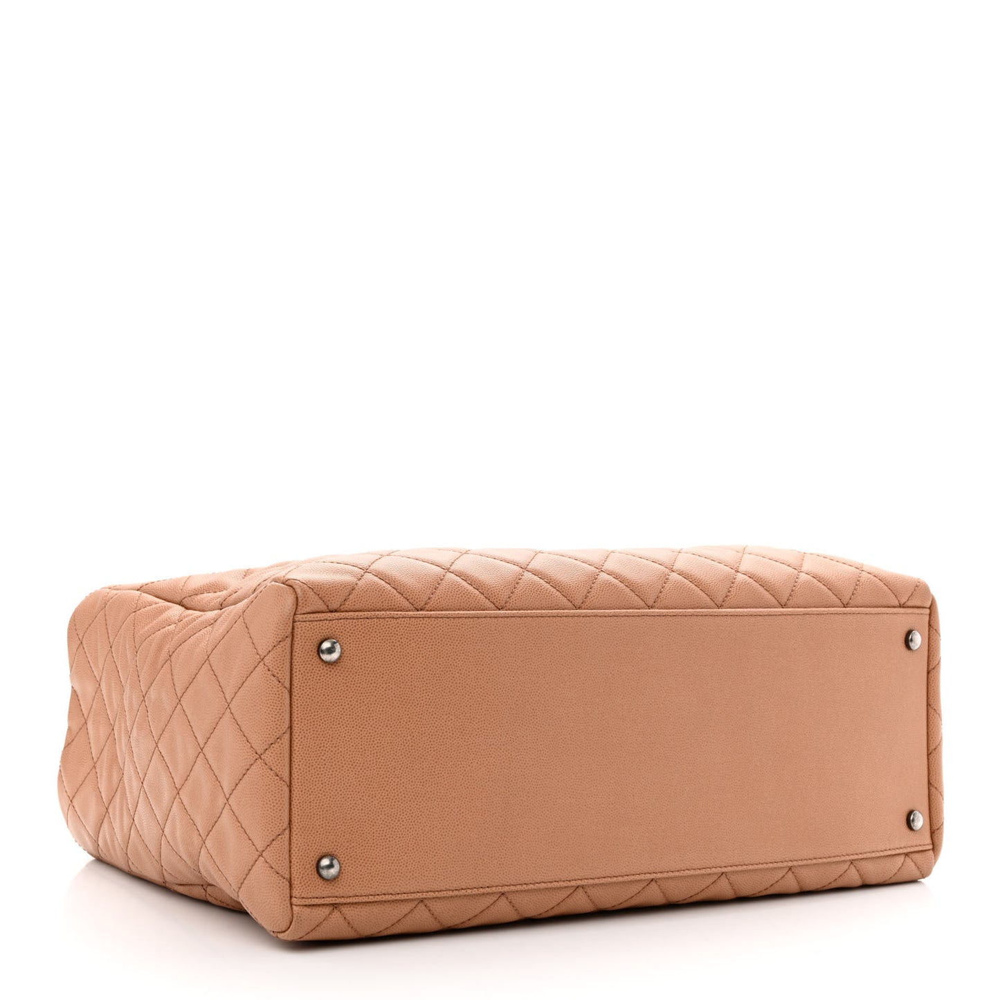 Caviar Quilted Large Coco Handle Shopping Tote Beige