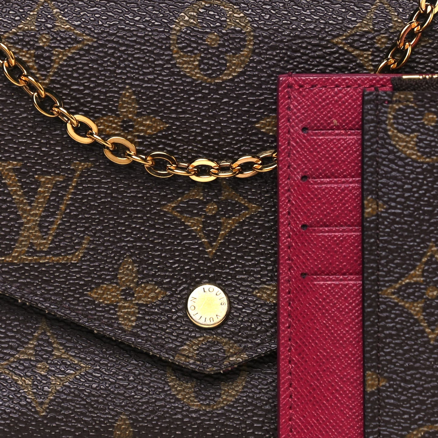 Monogram Pochette Felicie Chain Wallet Fuchsia