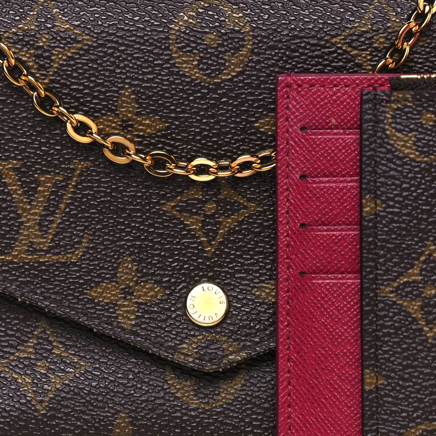 Louis Vuitton Monogram Pochette Felicie Chain Wallet Fuchsia 9 of 14