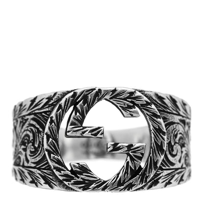 Gucci Sterling Silver Interlocking GG Signet Ring 61 9.75 1 of 4