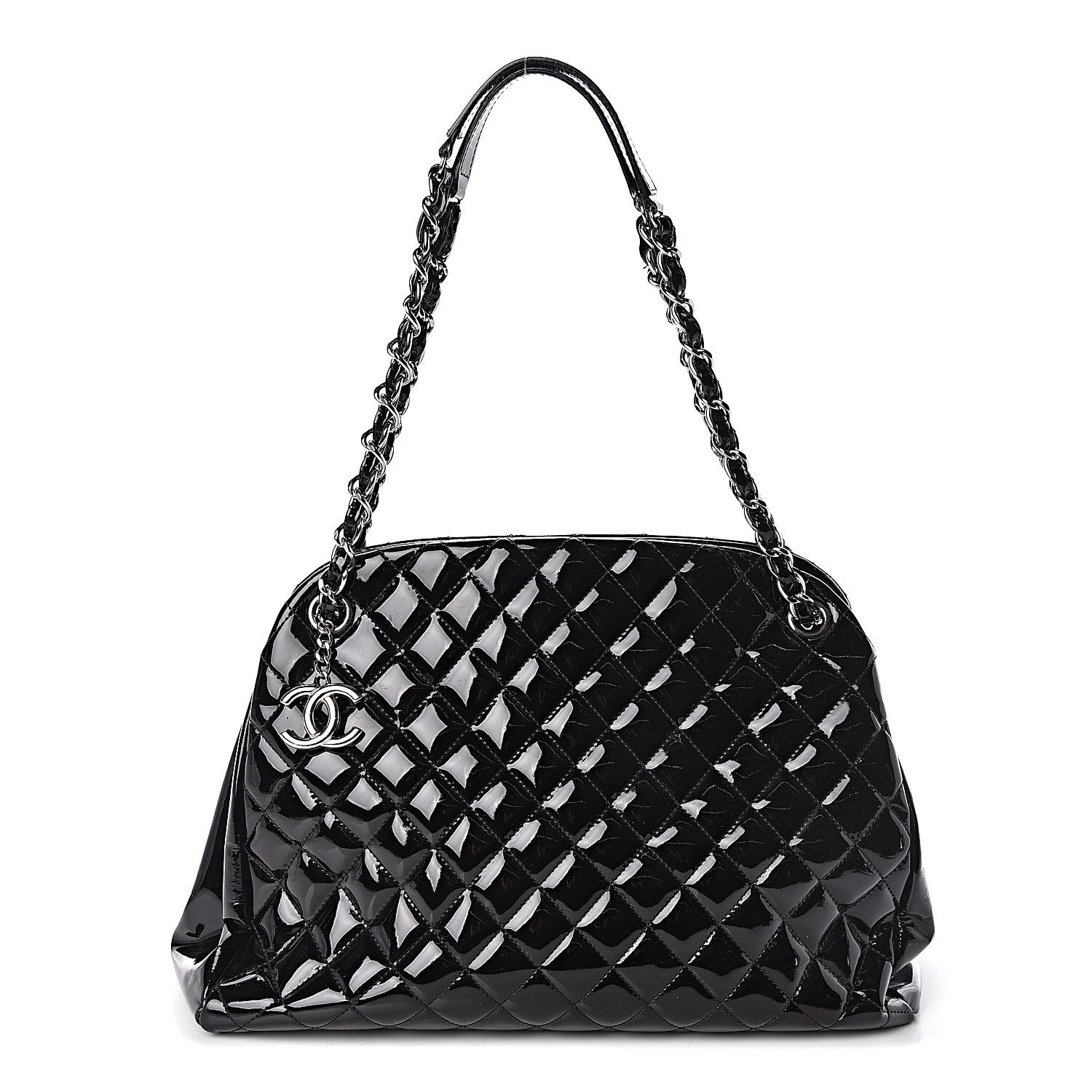 Chanel Patent Quilted Large Just Mademoiselle Bowling Bag Black 1 of 10