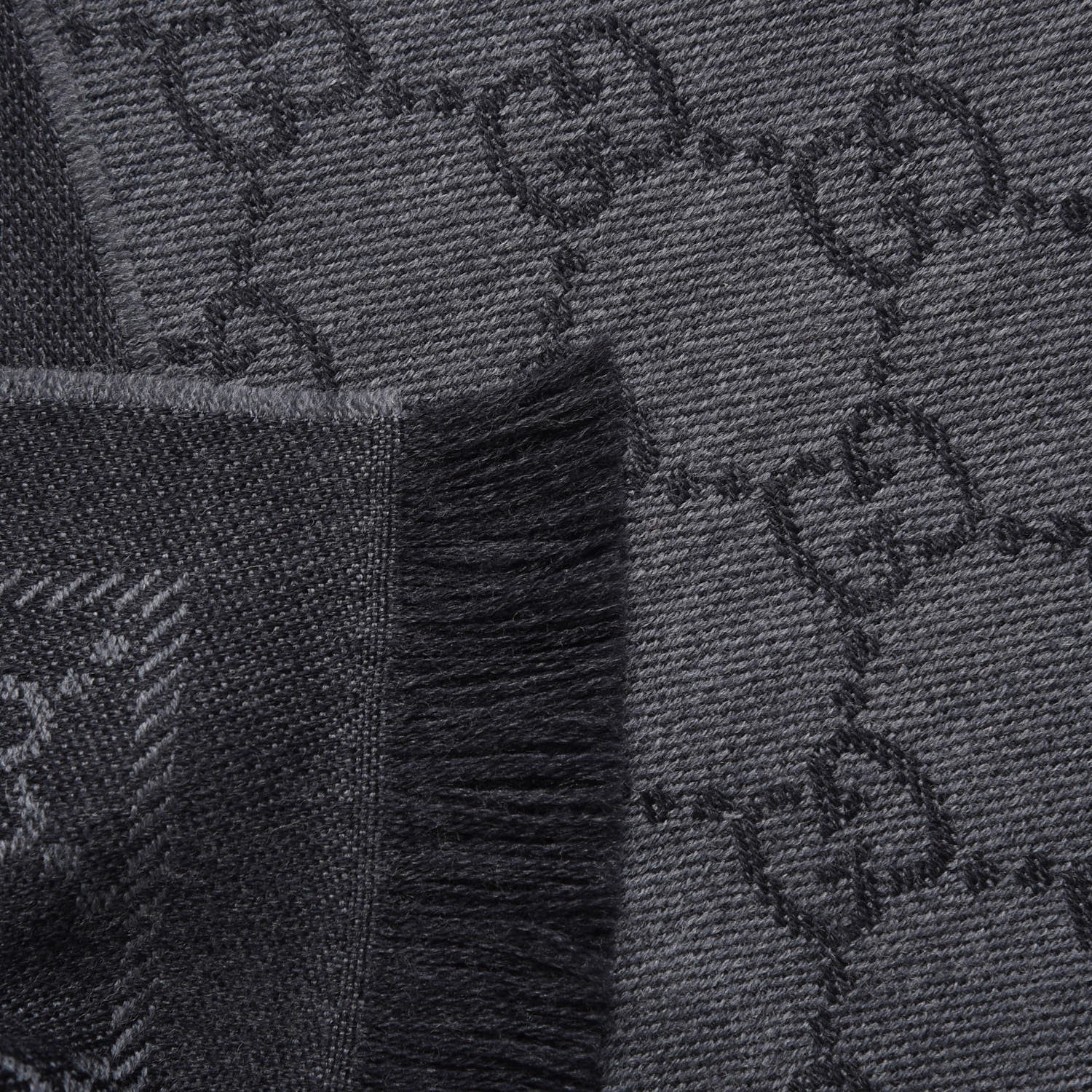 Gucci Wool Jacquard GG Monogram Sten Fringe Scarf Anthracite Black 5 of 7