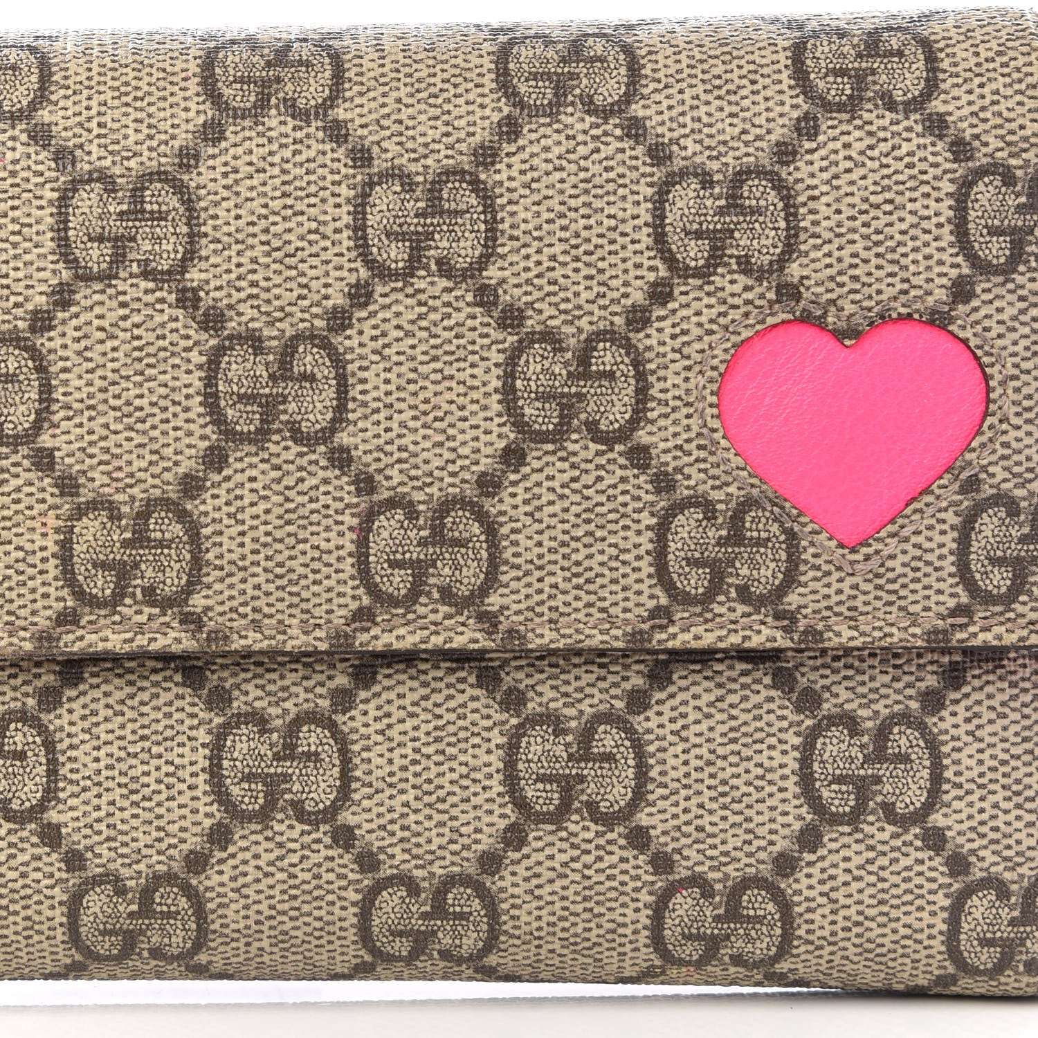 Gucci GG Supreme Monogram Continental Heart Wallet Fluorescent Fuchsia 11 of 12