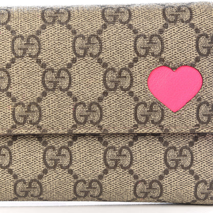 Gucci GG Supreme Monogram Continental Heart Wallet Fluorescent Fuchsia 11 of 12